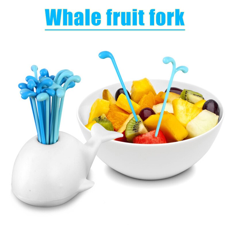 16 Stks/set Leuke Witte Walvis Fruit Vork Taart Snack Voedsel Fruit Dessert Pick Tandenstoker XHC88
