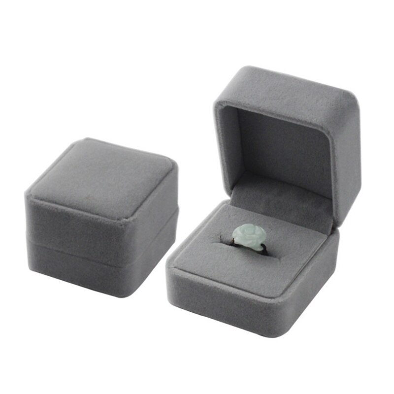 1 PC Storage Presentation Necklace/Bracelet/Ring/Pendant Jewelry Box Velvet Case Plastic Display Box 4 Colors: Gray Ring  Box