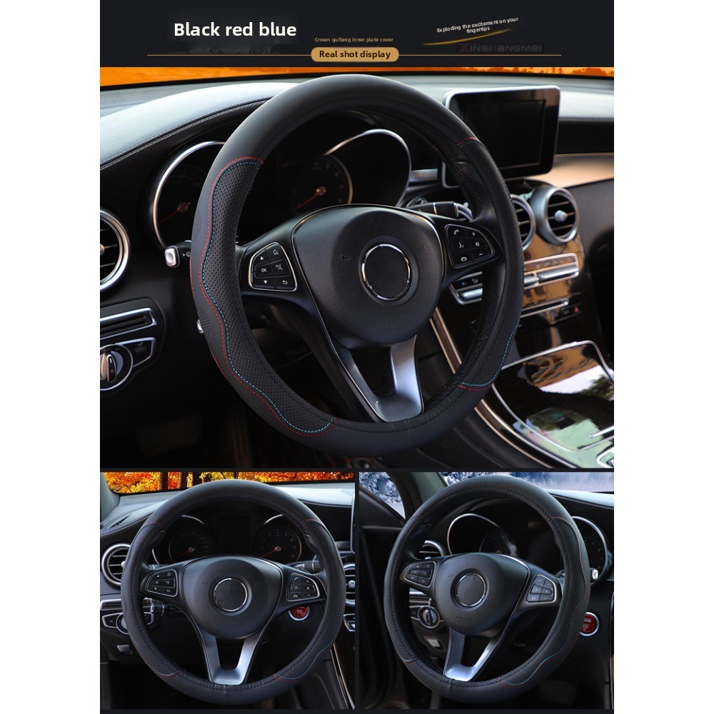 Capa universal de couro para volante de carro, antiderrapante, fibra dinâmica em relevo, estilo durável, protetor de volante