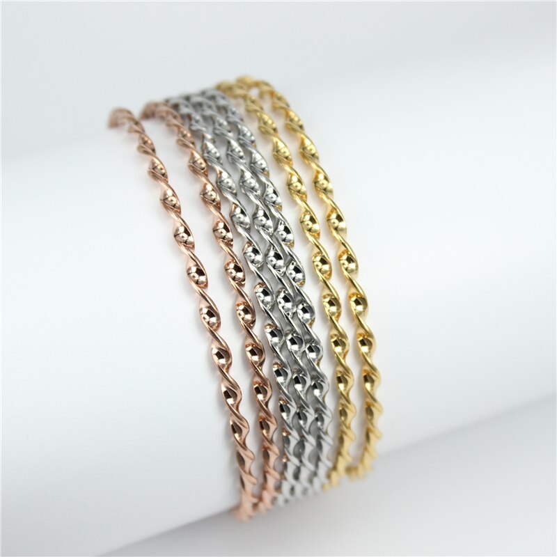 7 teile/satz Klassische dreifarbig einfache armbänder &Ampere; Armreifen edelstahl schmuck für frauen LH58