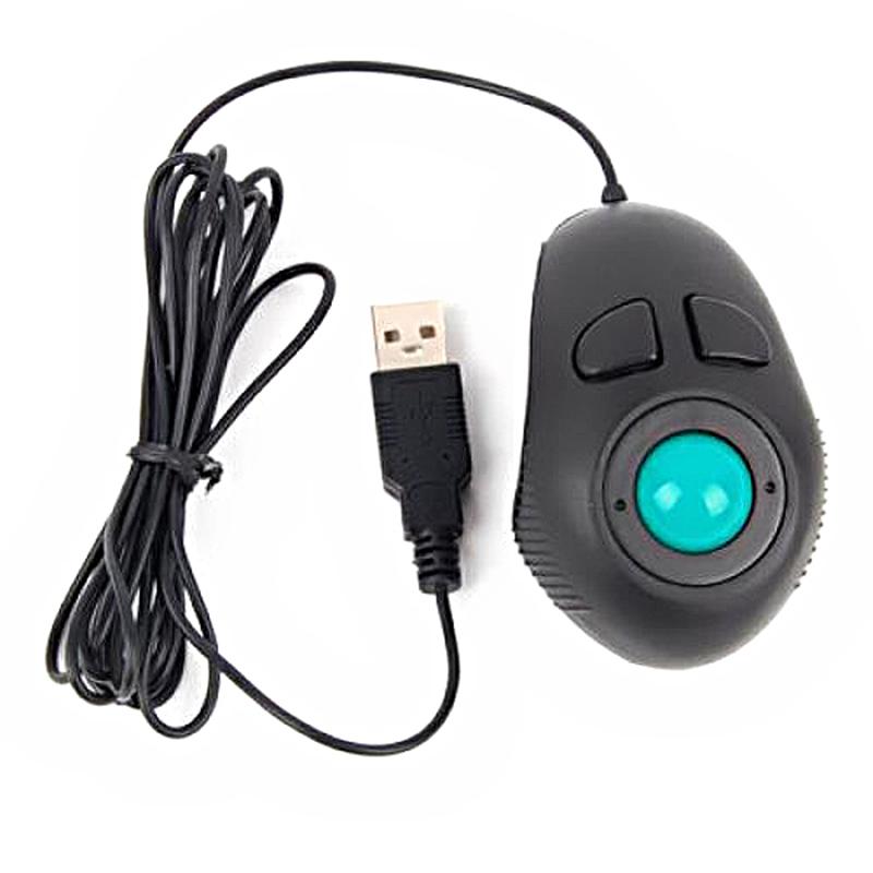 Draagbare Finger Handheld 4D Usb Aangedreven Mini Trackball Muis (Zwart)