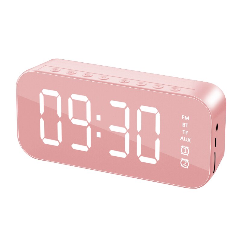 Multifunction LED Digital Dual Alarm Clock Bluetooth Speaker With FM Radio LED Mirror Wireless Music Player Snooze Temperature: 2
