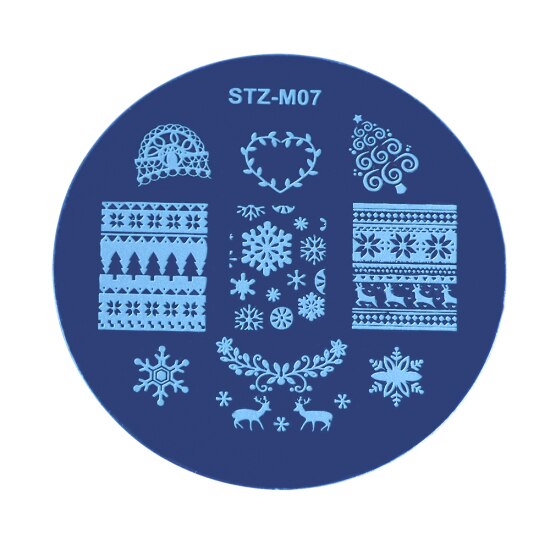 STZ 1 pièces ongles estampage plaques noël ongle modèle Image plaque pochoir accessoires outil Nail Art peinture manucure STZ-M01-10: STZ-M07