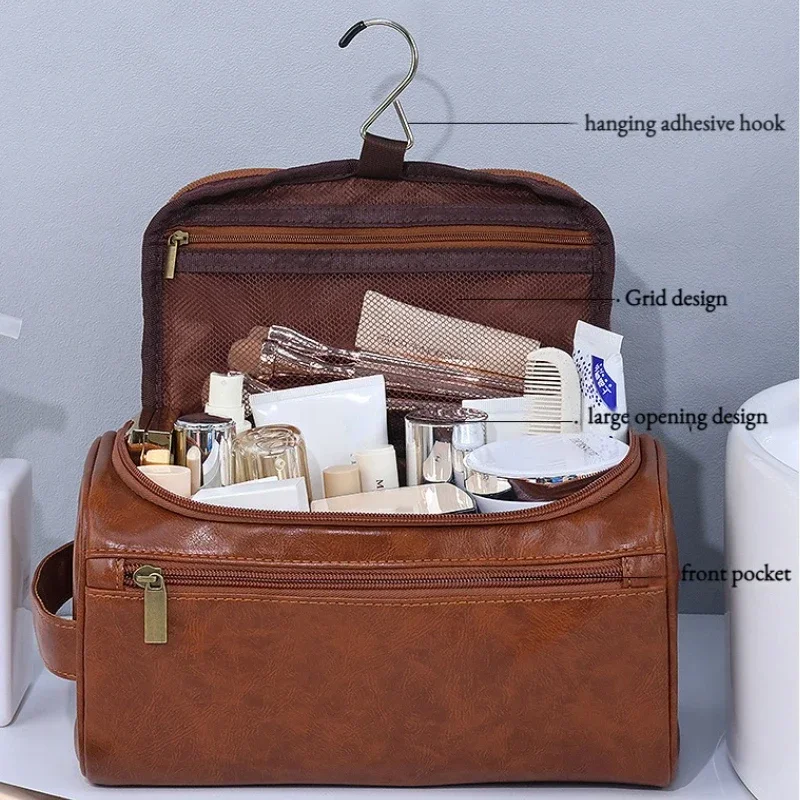 Mannen Vintage Luxe Toilettas Reizen Noodzakelijk Zakelijk Cosmetische Make-up Cases Mannelijke Hangende Organizer Waszakken