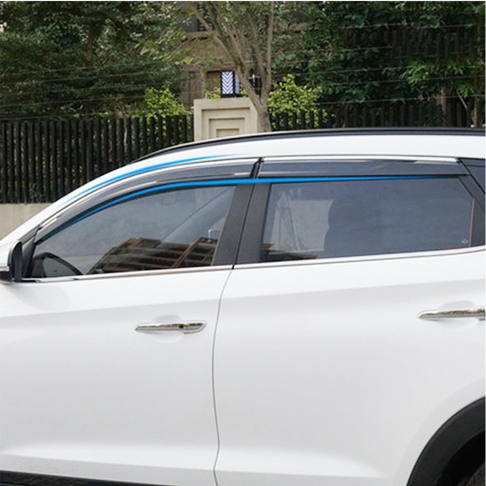 Car Accessories Window Visor Sun Rain Wind Deflector Awning Shield Vent Guard Shade Cover Trim 4Pcs For Hyundai Tucson