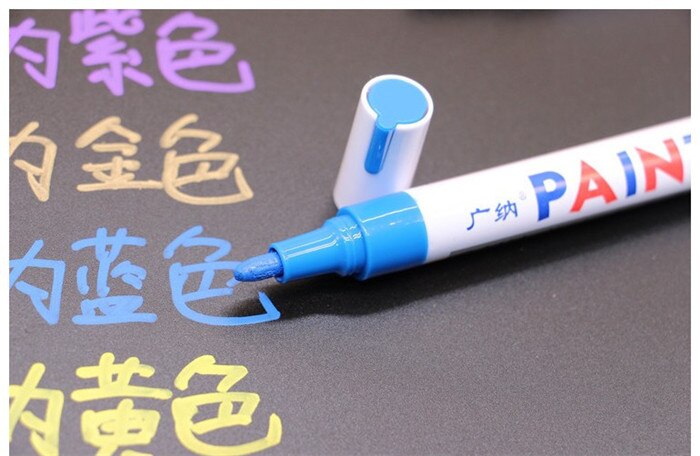 68Pcs Waterdichte Permanente Vette Verf Marker Pen Autobanden Loopvlak Cd Metalen Hout Schilderen Graffiti School Kantoorbenodigdheden: Blue marker 68pcs
