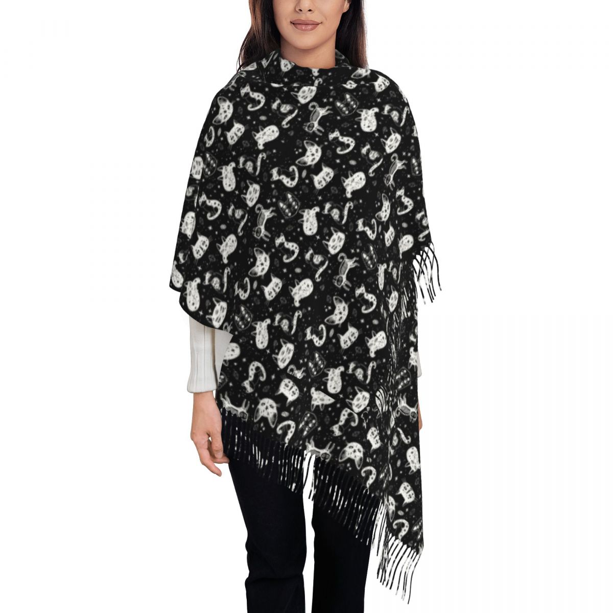 Bufanda celestial con estampado personalizado de cigarra esotérica y polilla, bufandas cálidas para hombres y mujeres, chales góticos con de sol y luna: Rosa