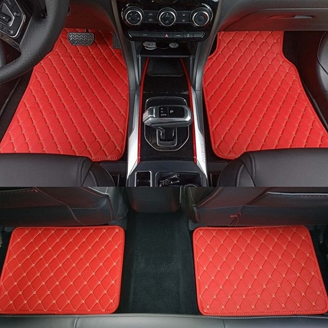 Universele auto vloermatten, auto styling matten voering, geschikt voor alle modellen peugeot 206 207 307 308sw 3008 408 4008 508 rcz: Rood