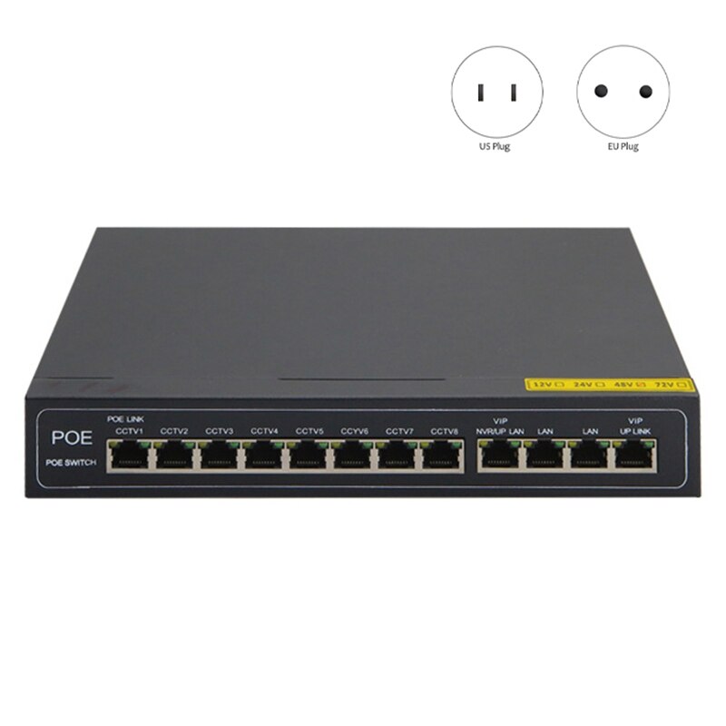 8+4 Fast Ethernet Switch 48V Standard POE Switch NF1208 Network Switch Monitoring Splitter