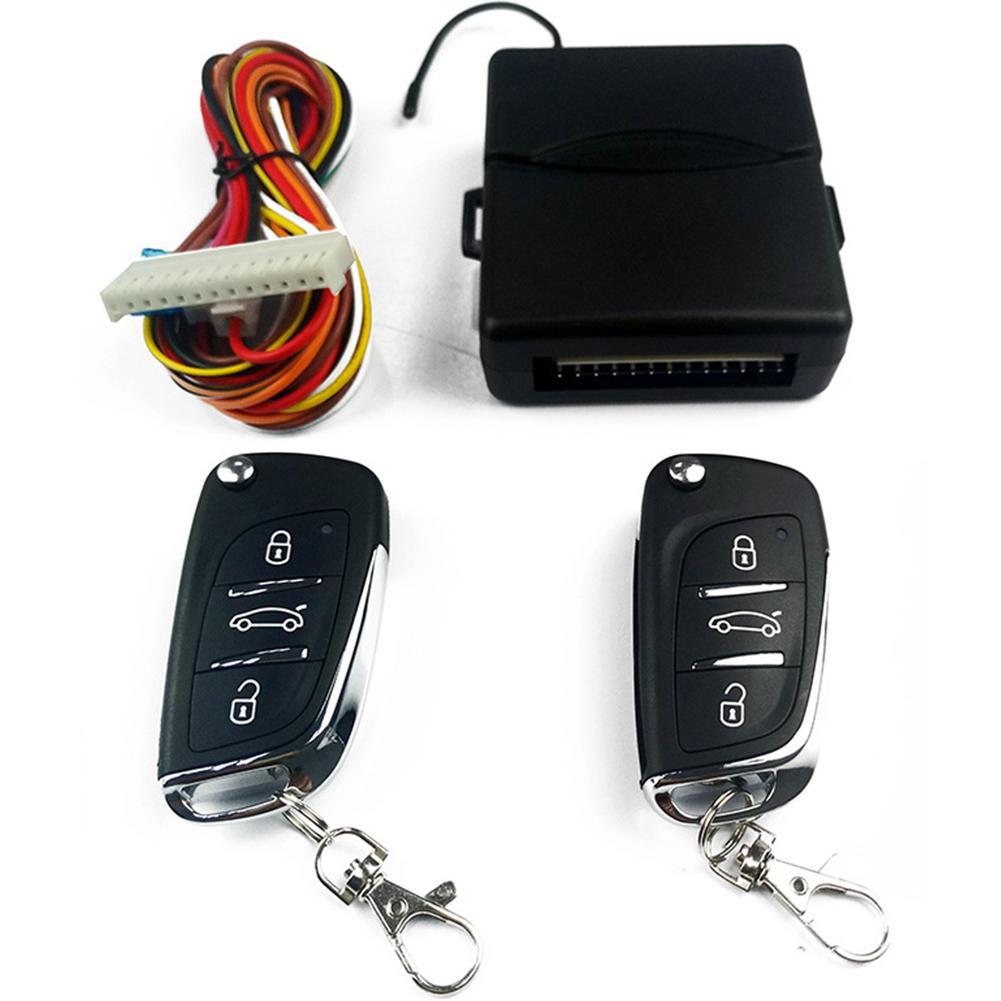 Universel bil auto nøglefri adgangssystem knap start stop led nøglering centralsæt dørlås med fjernbetjening biltilbehør