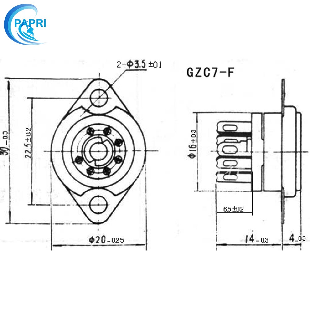 PAPRI 10PCS Chassis Mount ceramics 7pin Gold Plated Vacuum Tube Socket For 6J1 6J2 6J3 6J4 6J5 6Z4 EAA91 EC92 6A2 WY1 6H2 etc