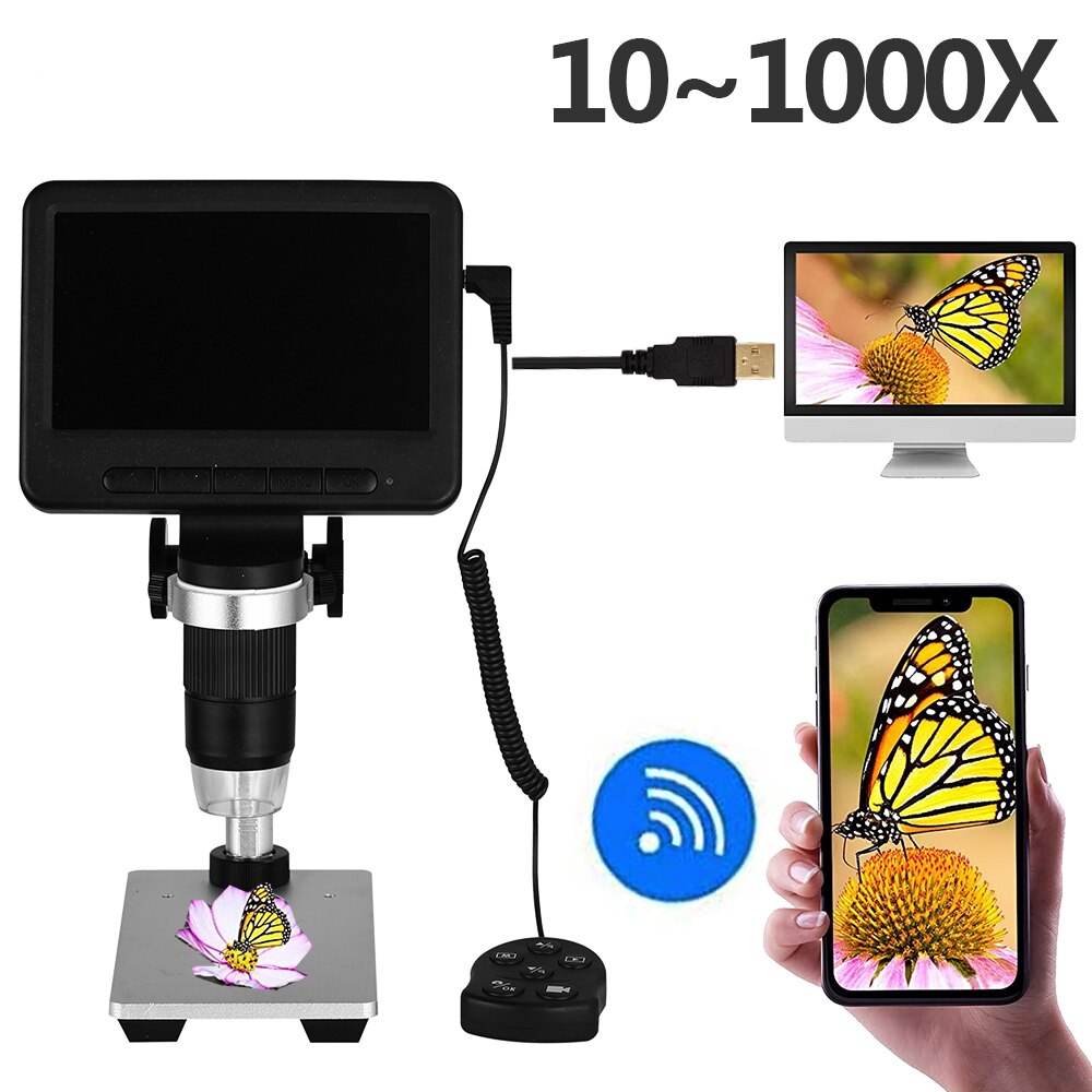 1000X Zoom WIFI HD Desktop Electronic Digital USB Microscope 8LED Plastic Support Stand For Apple Android Phone PC