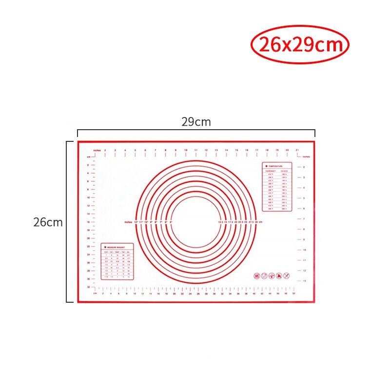 Siliconen bakmat met schaalverdeling, deegrolmat, kneedmat, antiaanbaklaag voor gebak, ovenvoering, bakvorm, bloemrolmat: 2629cm