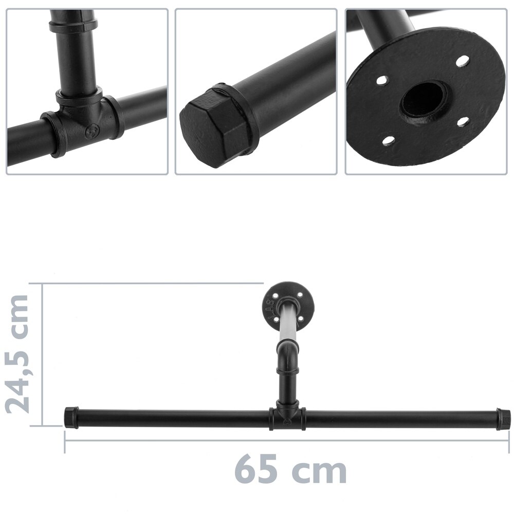 Primematik-Staal Muur Kapstok. Vintage Industriële Pijp Kleerhanger En Handdoekenrek
