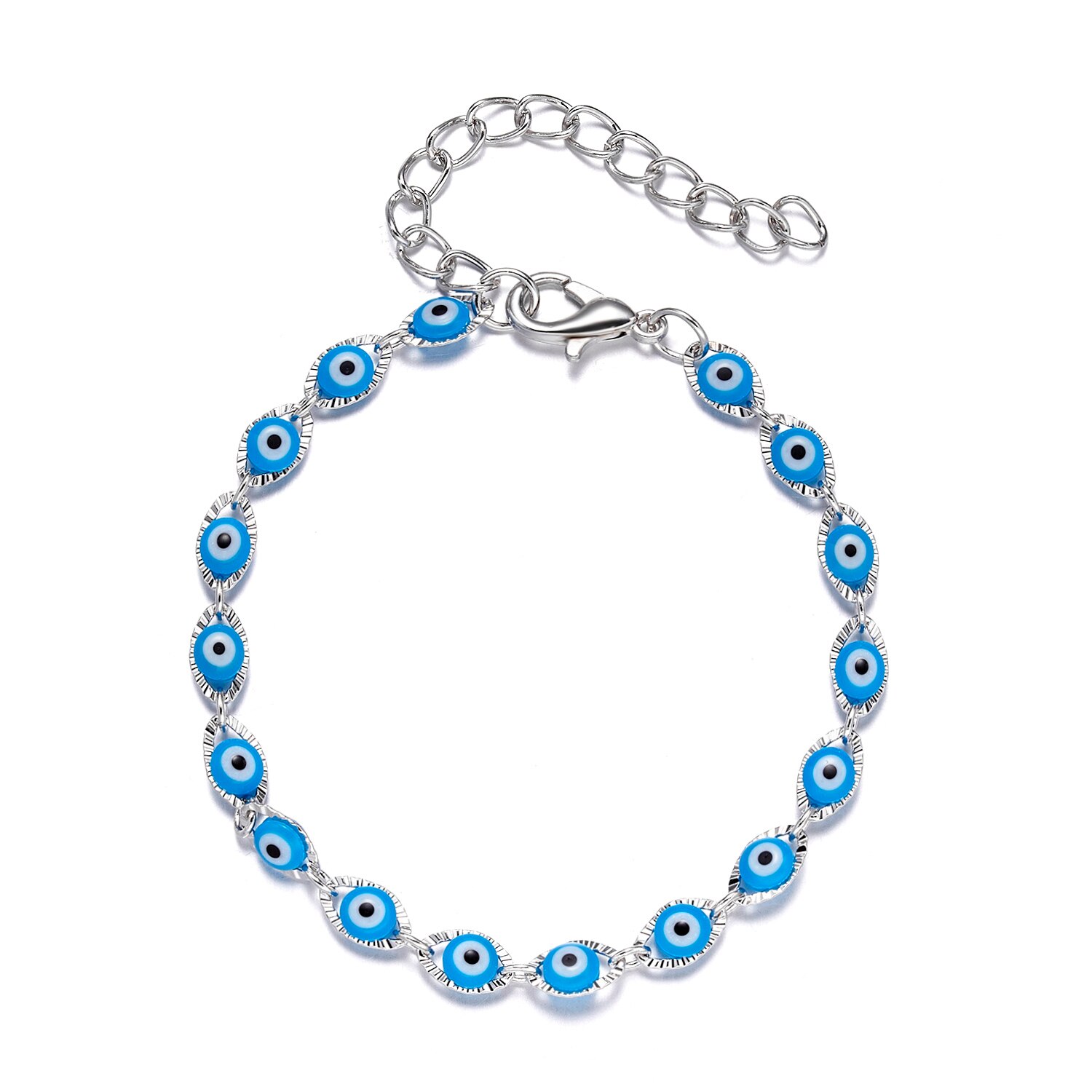 Rinhoo Classic Trendy Turkish Evil Eye Bracelet Pave Lucky Blue Eye Charm Bracelet Adjustable Female Party Jewelry: 9