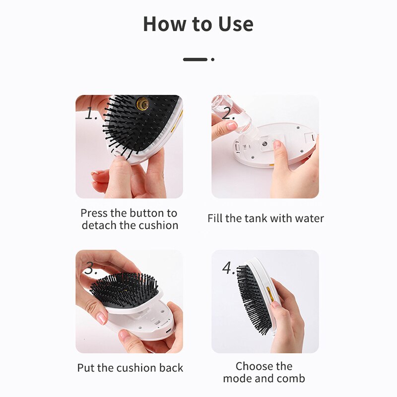 Spray Massage Kam Draagbare Elektrische Stijltang Sonic Hoofd Scalp Massager Hydrateren Smoothing Hair Brush Usb Opladen