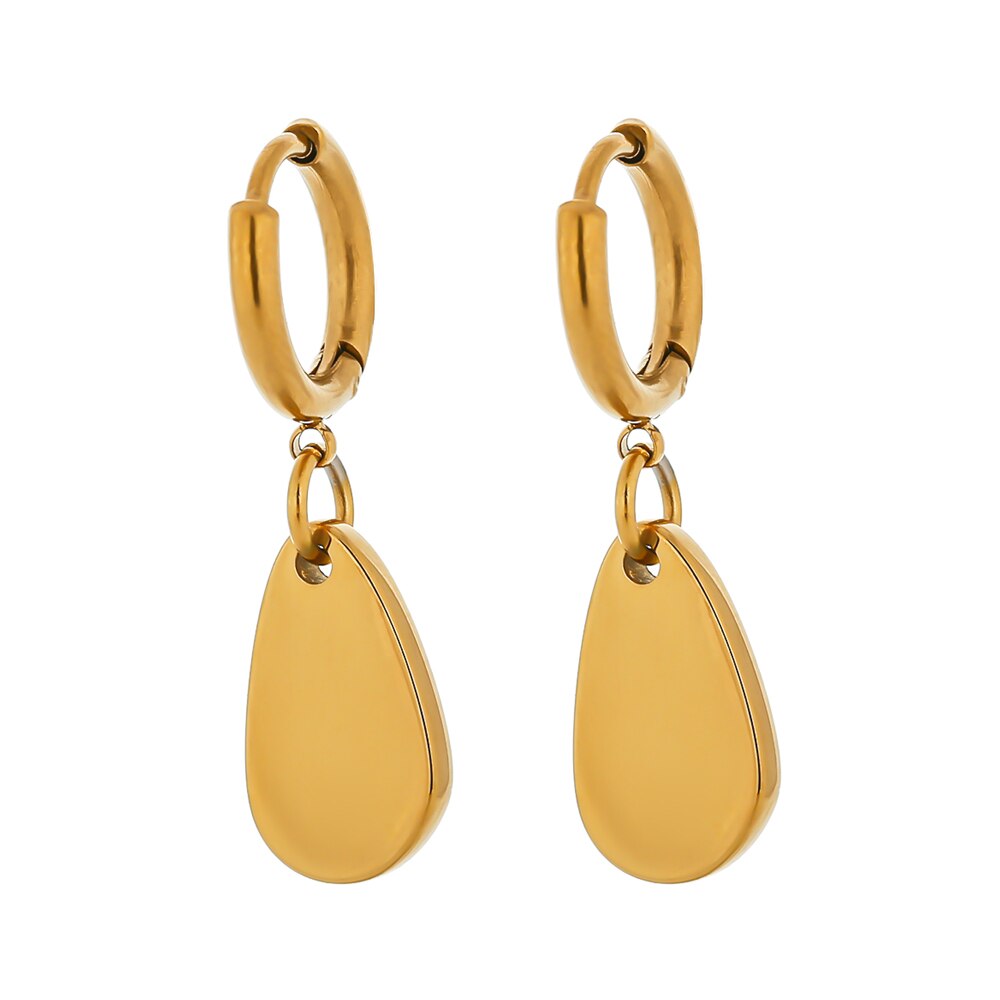 Yhpup Geometric Stainless Steel Hoop Earrings for Women Stylish Gold Color Metal Texture Earrings бижутерия: Default Title