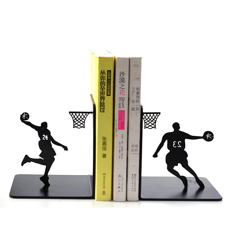 Mode Koele Metalen Stopper Houder Human-Vormige Basketbal Fan Boekensteun Voor School Briefpapier & Office Supply: black 5