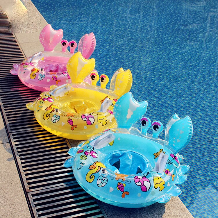 Flotador circular de natación para bebé, juguete flotador de agua para piscina con dibujos de cangrejo pequeño