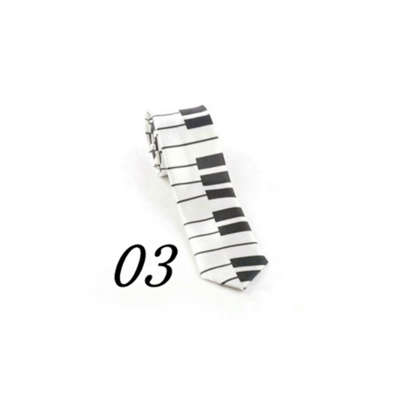 Kreatywny projekt unikatowy muzyczny krawat prezent dla człowieka z klawiatura pianina szeroka muzyka klasyczna cienki krawat dla mężczyzn krawaty: 03