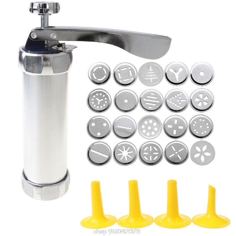 Cookie Presse Pistole Bausatz, DIY Keks Hersteller und Churro Hersteller mit 20 Dekorative Schablone Scheiben und 4 Glasur Tipps N23 20