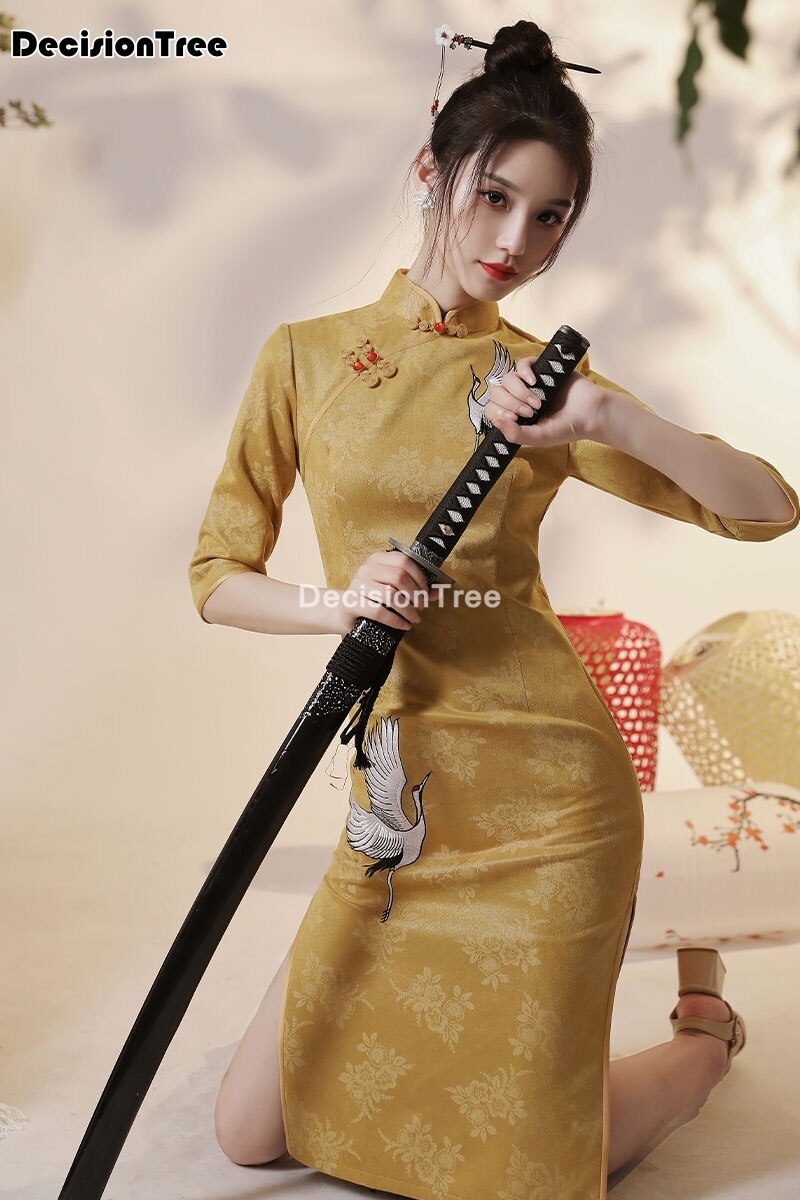 Chinese Trouwjurk Vrouwelijke Cheongsam Chinese Traditionele Kleding Vrouwen Qipao Voor Wedding Party Cheongsam Jurk