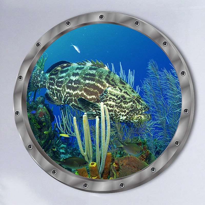 29x29cm Unterwasser Fisch Zauberstab Aufkleber Wasserdichte Delphin Schildkröte Aufkleber Für Waschmaschine Dekoration Für Schlecht Abziehbilder PVC