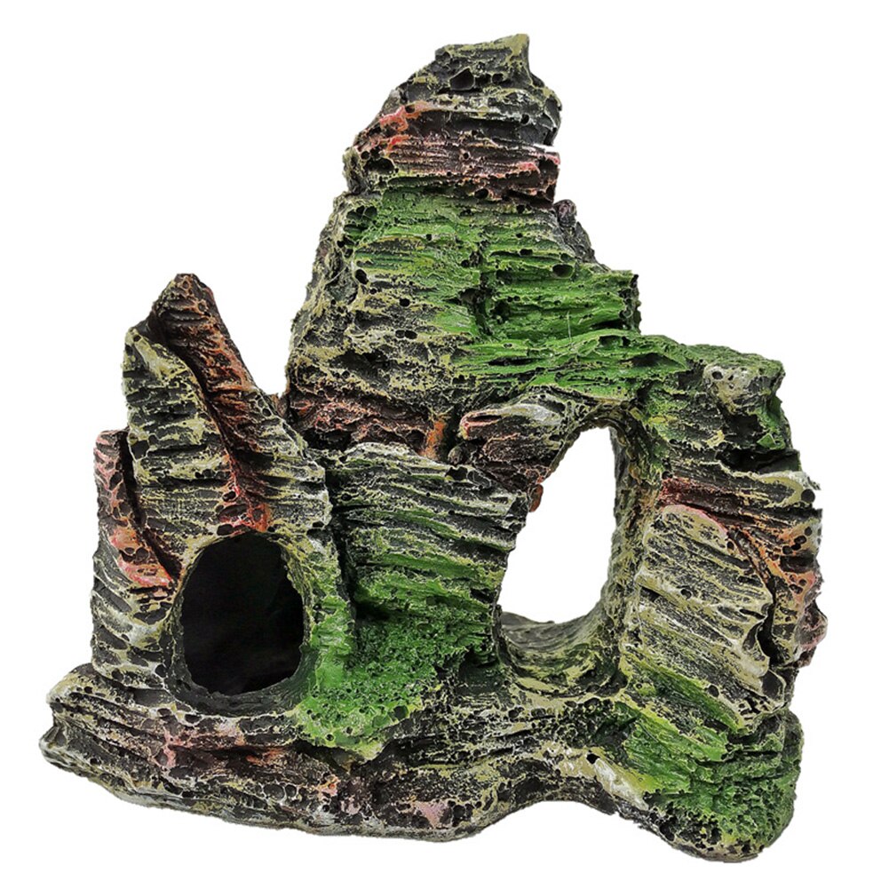 Fish Tank Artificial Rock Cave Playing Resin Stone Simulation Aquarium Mountain Rockery View Decorative Ornament Tree Bridge: C