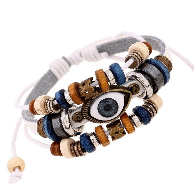 Neue Bohemien Magische Auge mehrschichtig Leder Armbinde Auge Fisch Perlen Armbinde männer retro Punk wickeln Armbinde Schmuck: 10