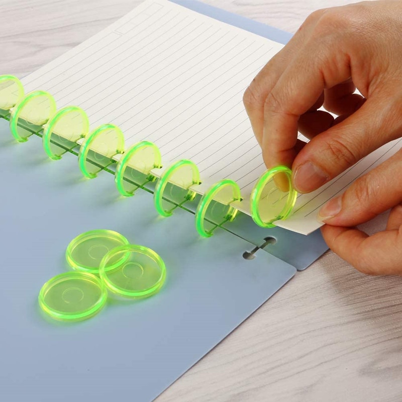 100 sztuk kolorowe Disc Binder dla Discbound notebooki/Planner 24/28mm grzyb otwór luźny liść wiążące Discbound dyski