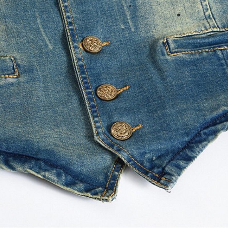 Casual Mens Vest Korean Slim Fit Vintage Sleeveless Denim Waistcoat Man Jacket Harajuku Washed Chaqueta Hombre