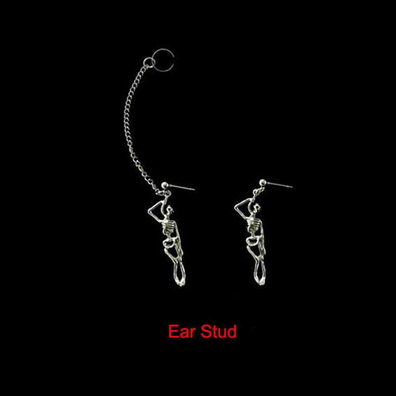 Punk Oor Clip Op Oorbellen Voor Vrouwen Geen Piercing Retro Skelet Schedel Oorbel Persoonlijkheid Hip Hop Rock Sieraden Accessoires Unisex: Ear Stud