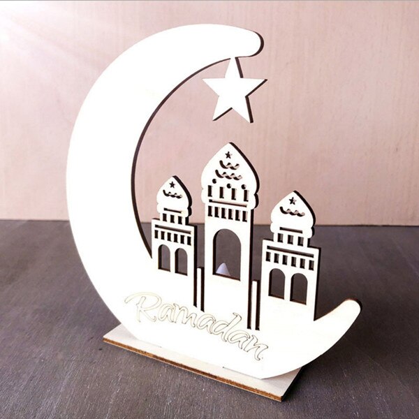 Led stearinlys lampe træ måne stjerne lys borddekoration eid mubarak belysning ramadan lys: Ramadan
