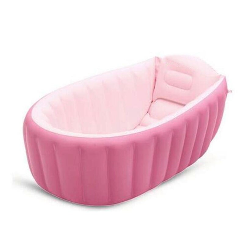 Bärbar uppblåsbar baby bad barn badkar förtjockning hopfällbar tvättbänk barn badkar baby pool: Rosa