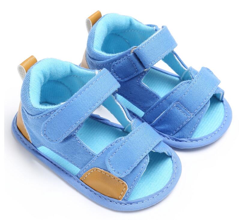 Baby Boys Girls Sandals Toddler Solid Color Slip-On Shoes Summer Baby PU Leather Sandals Crib Shoes Beach Shoes For 0-18 Months: light blue / 3