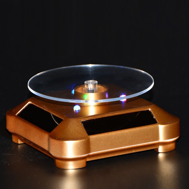 360 Degree Rotating Display Stand Colorful Led Solar Power Turntable Product Displaying Stand