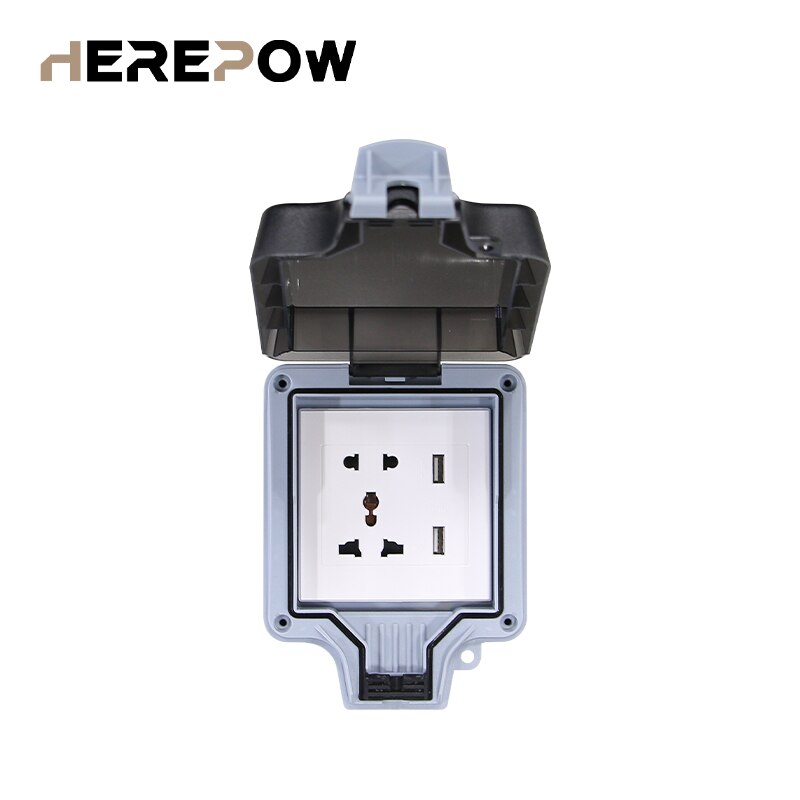 Herepow IP66 Waterproof Weatherproof outdoor outlet, 1 set universal / UK standard: Box-white 2