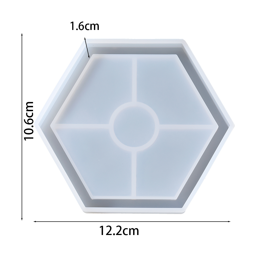 Bandeja ovalada de silicona, posavasos hexagonal, Molde de resina Epoxy para joyería DIY, soporte de almacenamiento, manualidades, decoración del hogar, 1 Uds.: Blanco