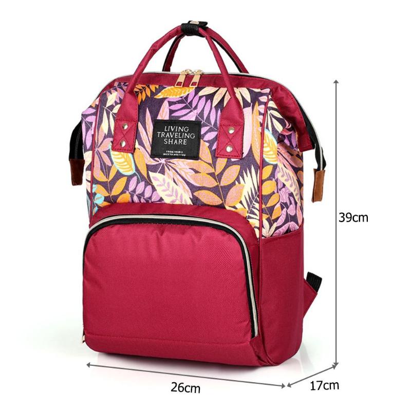 Large capacity Mummy Maternity Travel Backpacks Nylon Plant Print Stylish Baby Diaper Shoulder Bags Daily Casual Travel