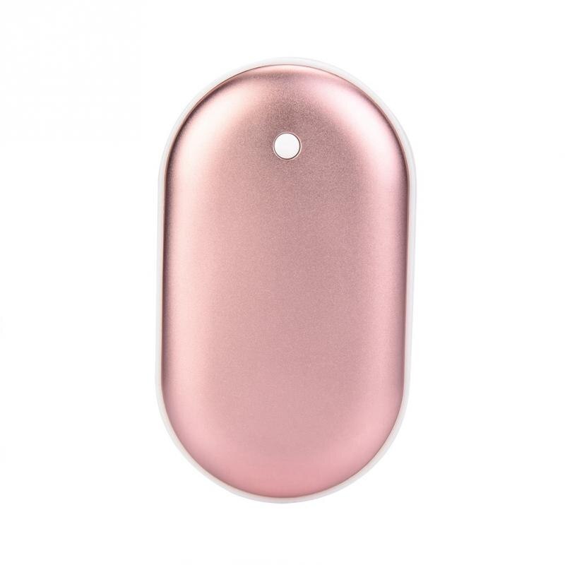 USB Pocket Heater Hand Warmer Portable Mobile Power Supply Macarons Double Heating Aluminum Alloy Mobile Phone Charging: Rose