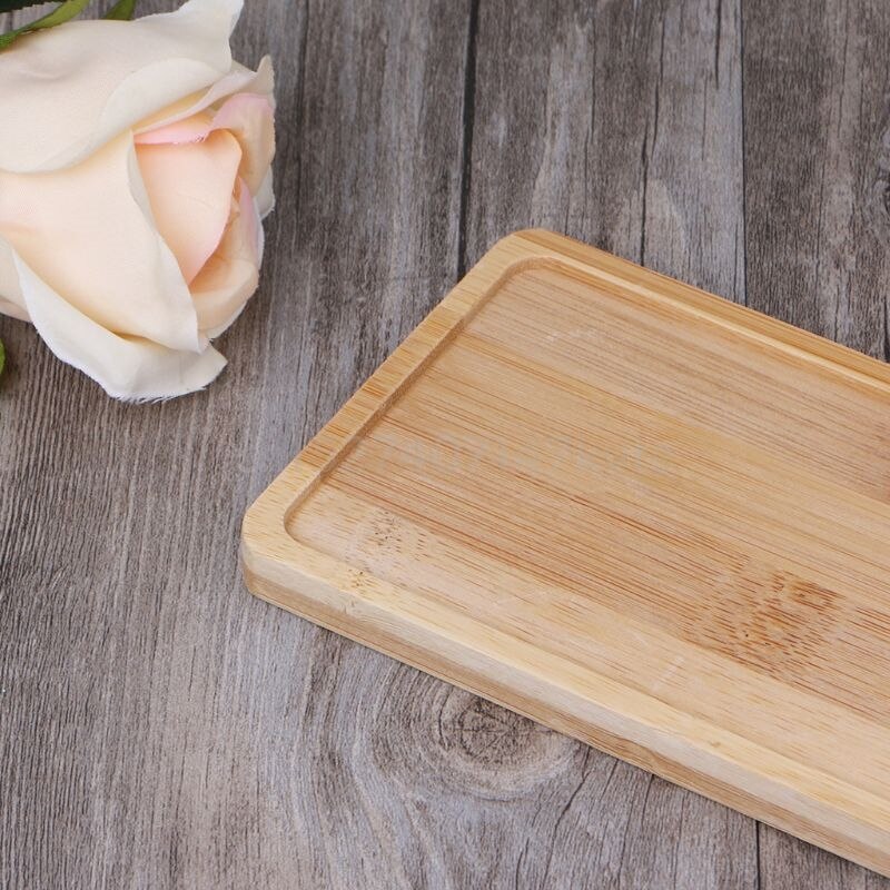 Rechteck Form Bambus Untertasse Pflanzen Tray Mini Pflanze Blumentopf Stehen Favor Sukkulenten Topf Fach Einfache Elegante Wohnkultur
