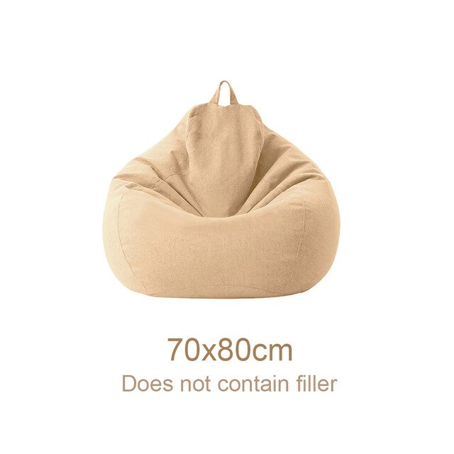 Blød stor stue legerum nordisk stil voksne børn uden fyldstof sækkestolbetræk bomuld linned soveværelse hjemme doven liggestol: Khaki 70 x 80cm