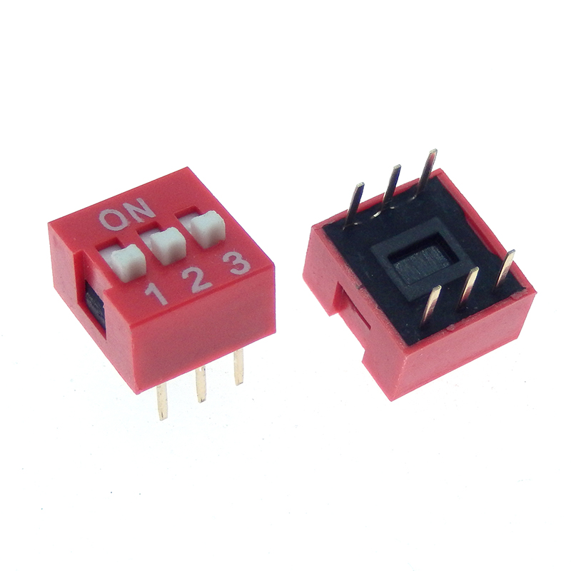 10PCS Slide Type Switch Module 1 2 3 4 5 6 7 8 9 10 12 Bit 2.54mm Position Way DIP Red Pitch Toggle Switch Red Snap Switch: black