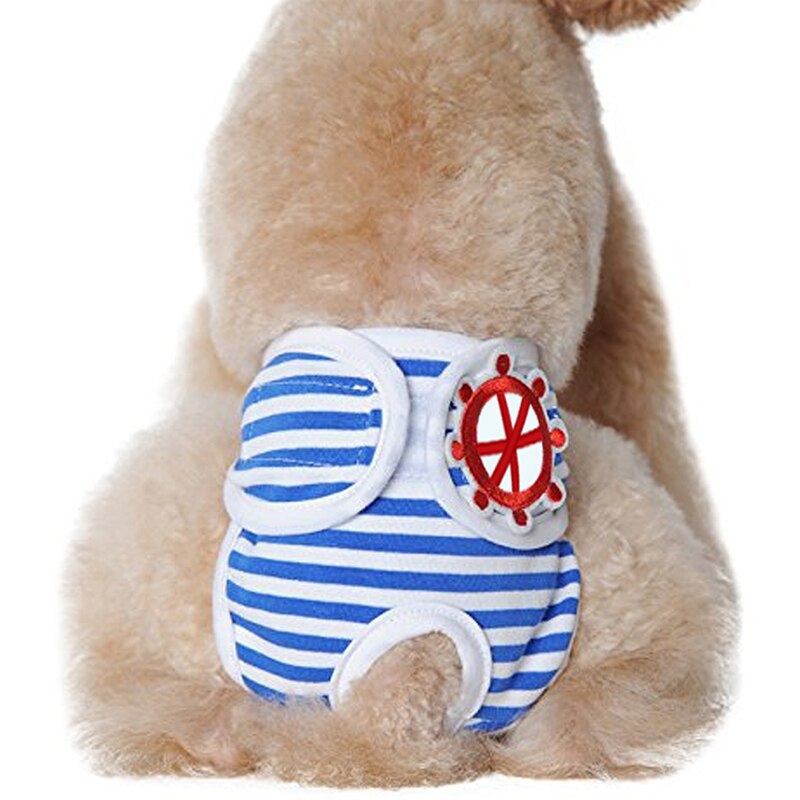 Herbruikbare Hond Luiers Ademend Katoen Puppy Buik Bands Verstelbare Klittenband Sanitaire Panty Voor Pet Hond Kat shorts: Blauw / Xl