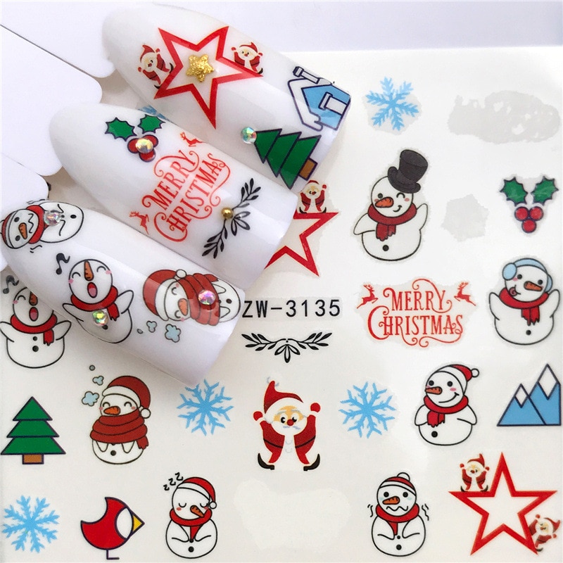 1 Vel Water Transfer Nail Sticker Sneeuwvlok Kerstboom Nail Art Decoratie Decals Manicure Gereedschap Voor Vrouwen