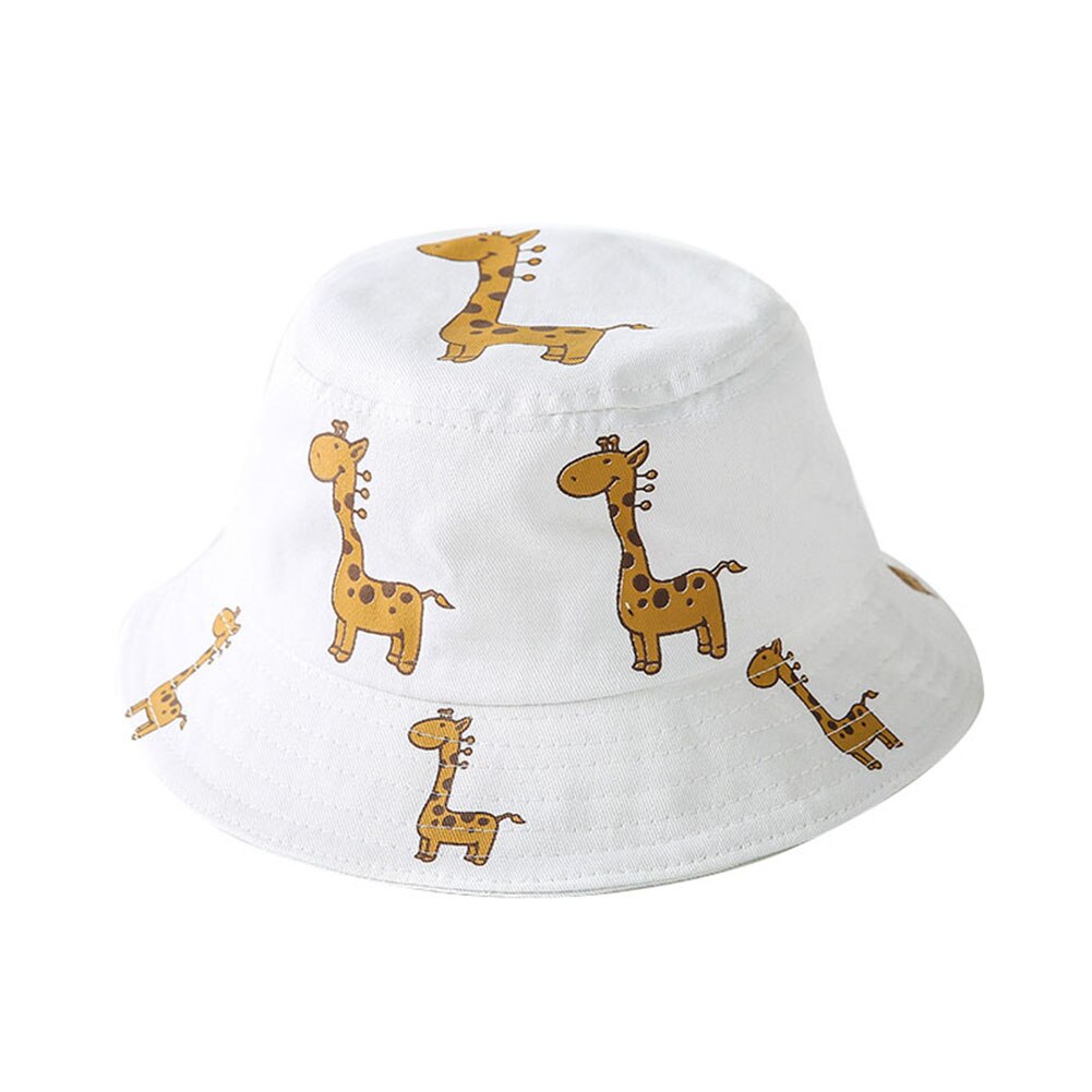 Kids Hoeden Zomer Unisex Kinderen Cartoon Giraffe Print Outdoor Uv-bescherming Zonnehoed Emmer Cap Kinderen Zonnehoed Outdoor Cap кепка: WHITE