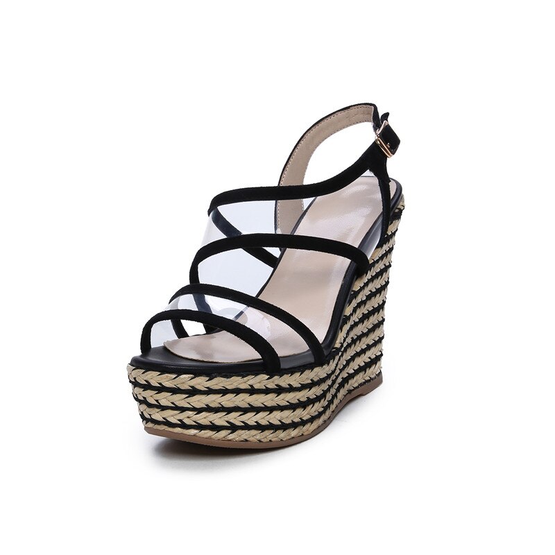 Morazora ruskind læder sko kvinder sandaler pvc spænde sommer kiler platform sandaler dame fest galla sko