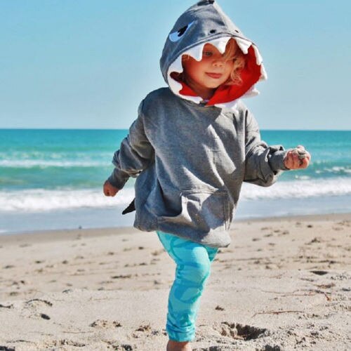 Casual Toddler Kids Boys Shark Hooded Tops Hoodie Pocket Jacket for Boy Coat Outerwear