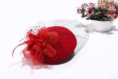mujer boda sombrero flor negro para de novia velo pelo con peine perla con cuentas para novia sombreros y fascinadores: Rojo