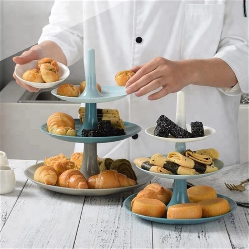 Creatieve Drie-Layer Fruitschaal Cake Rack Keuken Woonkamer Dessert Groente Opbergrek Bruiloft Verjaardag Fruit Plank